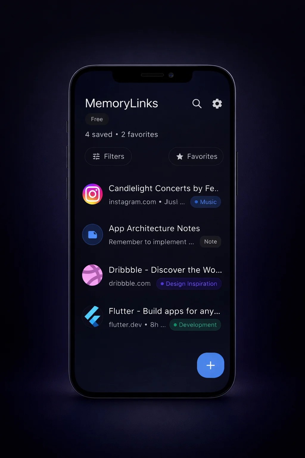 Organise & find screen